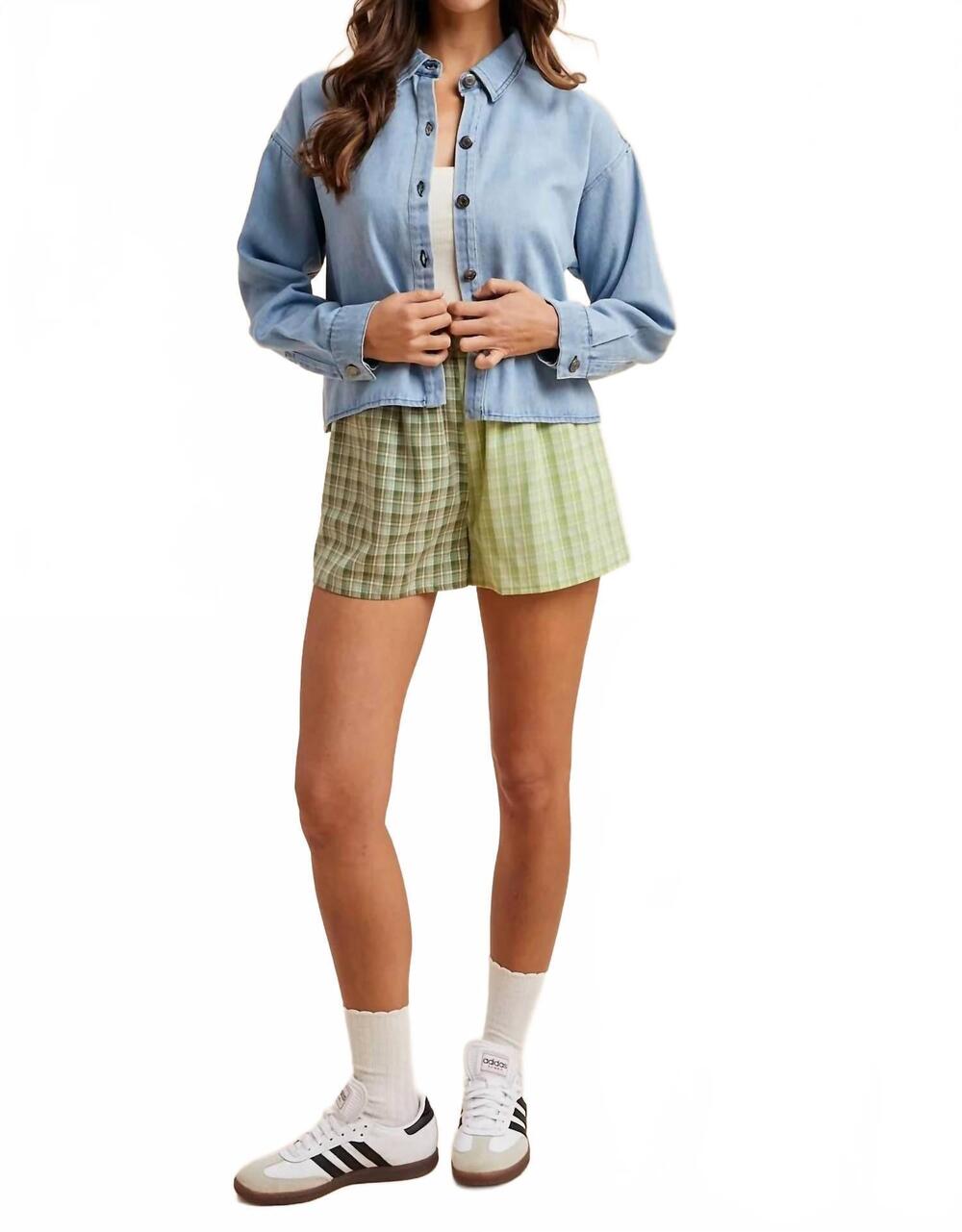 NEW ANNIEWEAR denim cropped button down jacket in light wash